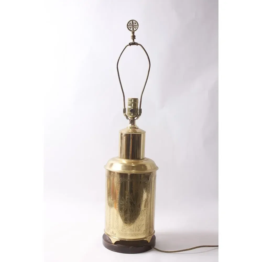 Vintage Brass Tea Canister Lamp Chinoiserie Gold-tone Asian style~260702-WH 1171
